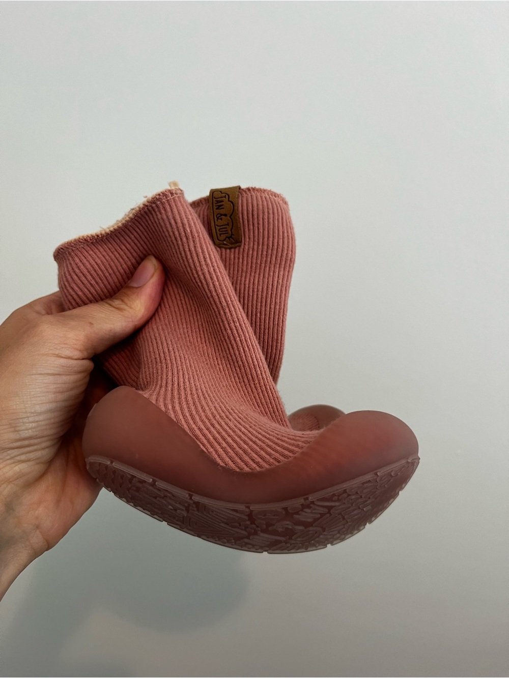 Jan & Jul Soft Ribbed Sock Bootie in Dusty Rose